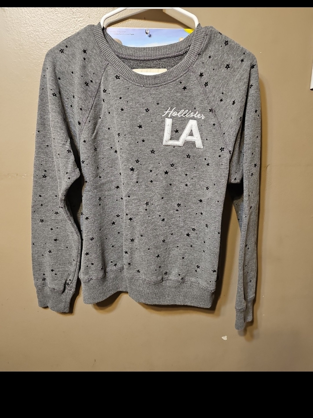 Hollister Gray Star Print LA Crewneck Sweatshirt